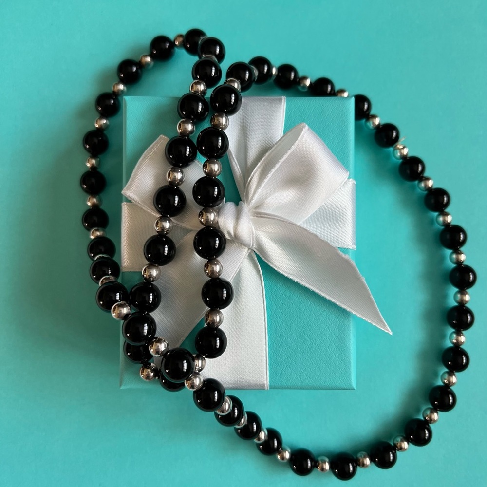 Vintage Tiffany onyx and sterling necklace